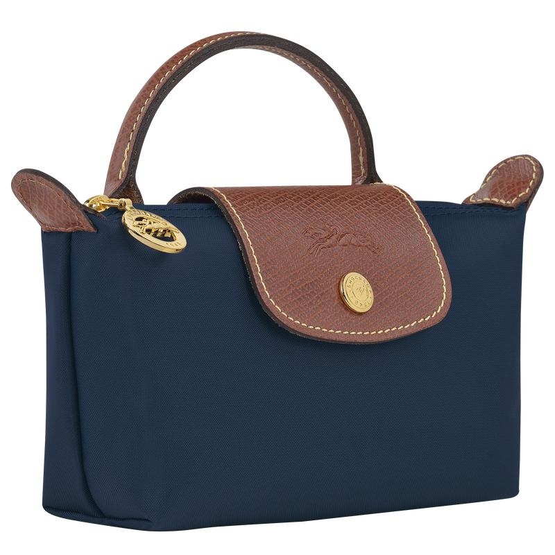 Navy Men's Longchamp Le Pliage Original with handle Pouches | 02549-UBMZ