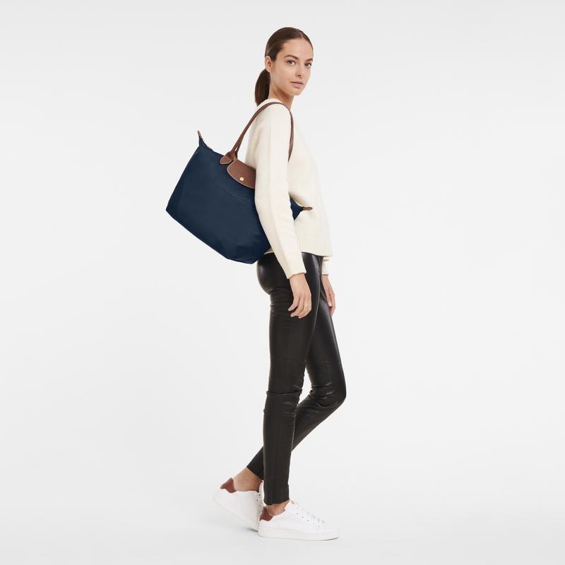 Navy Women's Longchamp Le Pliage Original L Tote Bag | 21096-OXDB