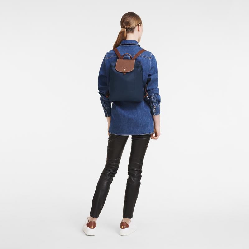 Navy Women's Longchamp Le Pliage Original M Backpacks | 32796-BVQE