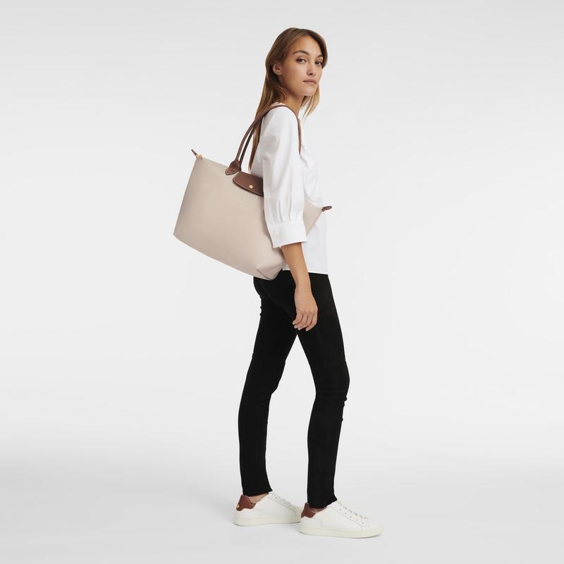 Paper White Women's Longchamp Le Pliage Original L Tote Bag | 83752-FAQN