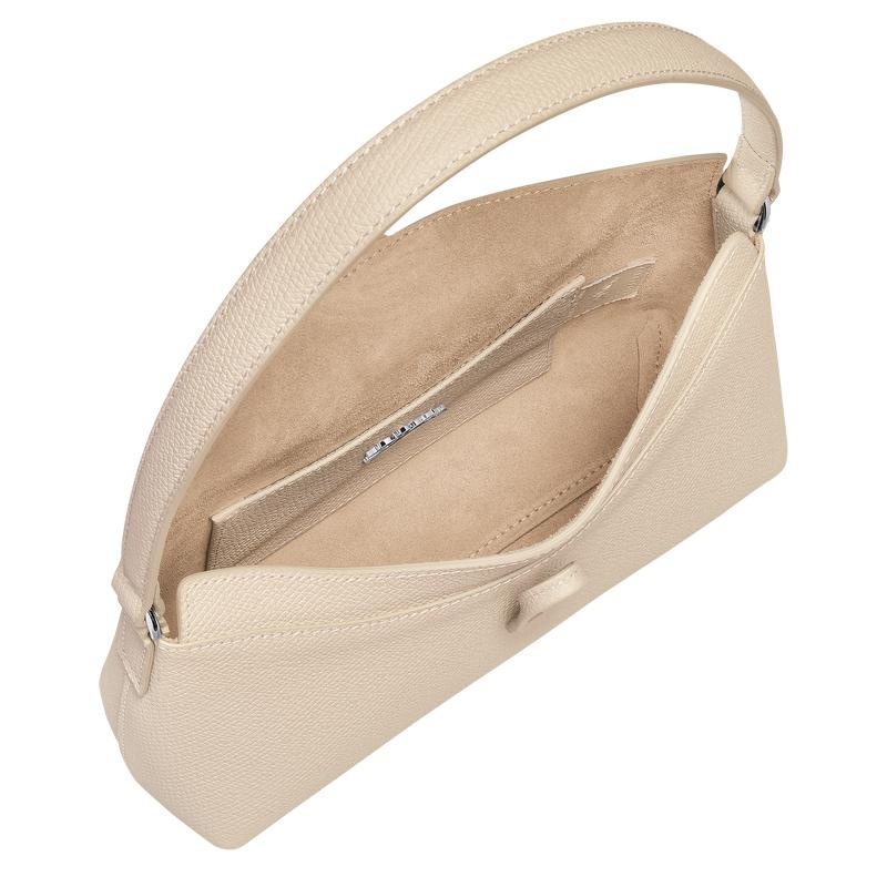 Paper White Women's Longchamp Roseau S Hobo Bags | 82756-WRFA