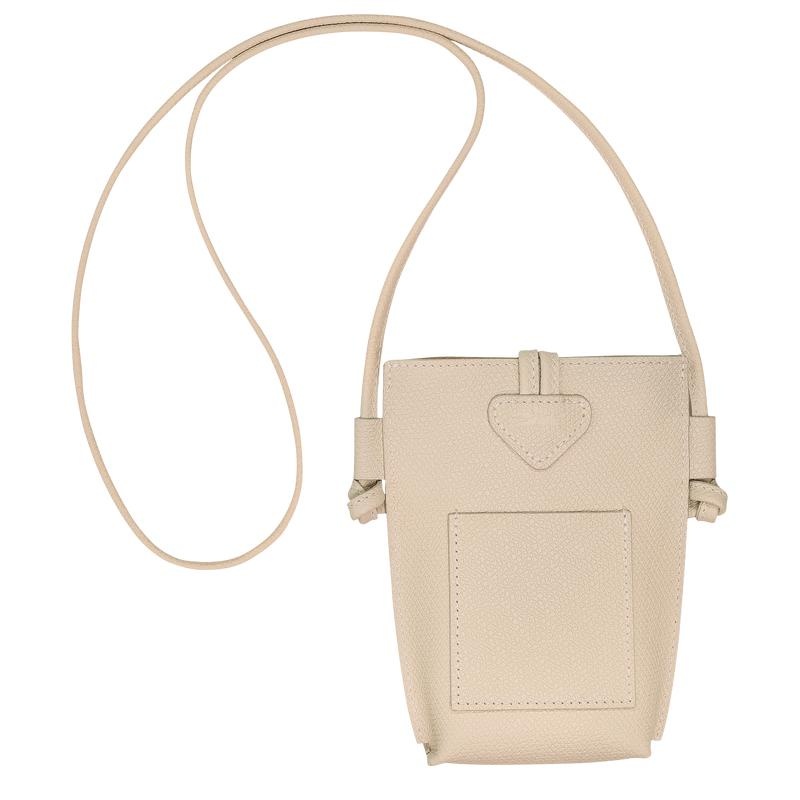 Paper White Women's Longchamp Roseau with lace Phone Case | 73905-GECM