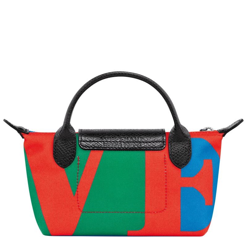 Red/Navy Men's Longchamp x Robert Indiana Pouches | 69103-FQMC