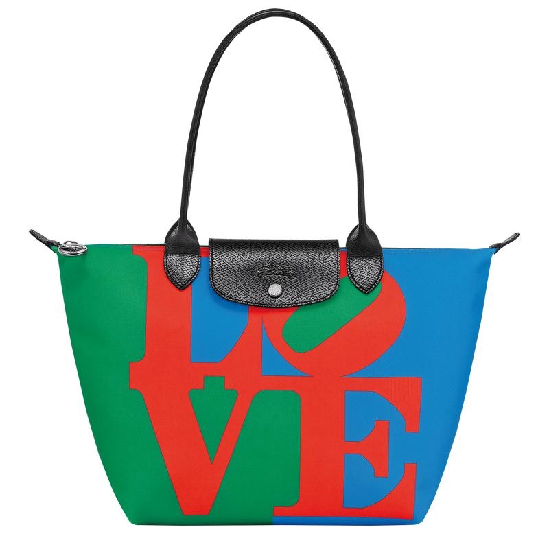 Red/Navy Women\'s Longchamp x Robert Indiana M Tote Bag | 24836-KQPR