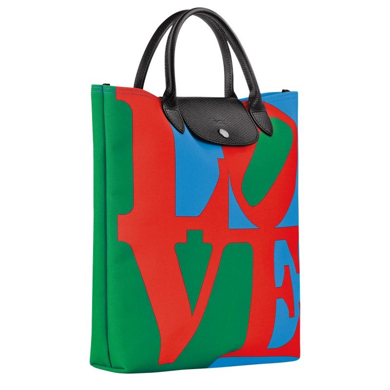 Red/Navy Women's Longchamp x Robert Indiana L Handbags | 52879-ELKQ