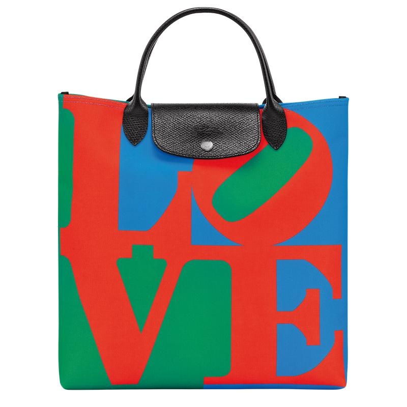 Red/Navy Women\'s Longchamp x Robert Indiana L Handbags | 52879-ELKQ