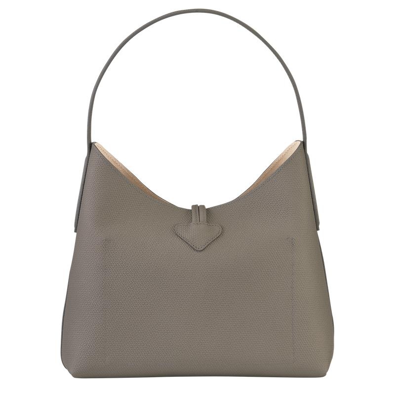 Turtledove Grey Women's Longchamp Roseau M Hobo Bags | 13457-DHEA