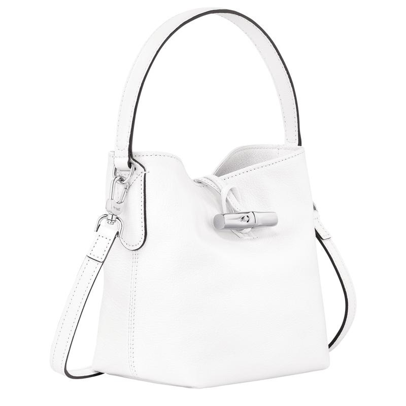 White Women's Longchamp Roseau XS Bucket Bag | 61978-JDMB